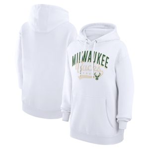 G III 4Her by Carl Banks Milwaukee Bucks Women's White Filigree Striking Logo Pullover Hoodie Join the elite! Get this exclusive jersey.