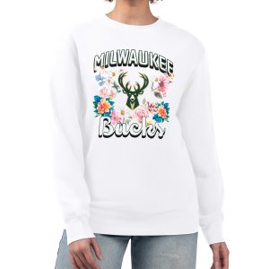 G Unique III 4Her by Carl Banks Milwaukee Bucks Women's White Flowers Team Logo Graphic Fleece Crewneck Pullover Sweatshirt For the true fans! Secure this authentic jersey now.