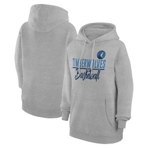 G III 4Her by Carl Superb Banks Minnesota Timberwolves Women's Heather Gray Graphics Fleece Pullover Hoodie Upgrade your fan gear! Order this premium jersey today.