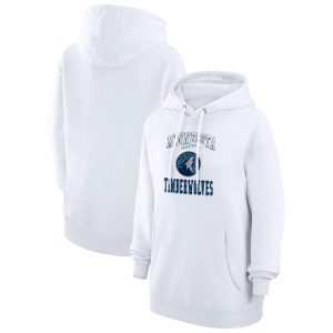 G III 4Her by Carl Banks Minnesota Timberwolves Women's White Graphic Fleece Pullover Distinguished Hoodie Gift idea! Surprise a sports fan with this amazing jersey.