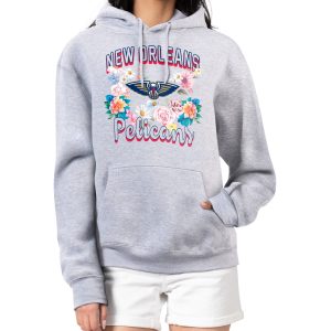 G III 4Her Gorgeous by Carl Banks New Orleans Pelicans Women's Heather Gray Flowers Team Logo Graphic Fleece Pullover Hoodie High - demand item! Order this sought - after jersey immediately.