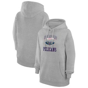 G III 4Her by Carl Banks New Orleans Pelicans Women's Heather Gray Graphic Fleece Pullover Hoodie Top - notch Show your dedication! Own this special jersey for your team.