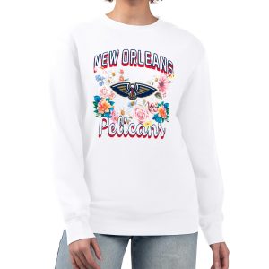 G III 4Her by Carl Banks Delightful New Orleans Pelicans Women's White Flowers Team Logo Graphic Fleece Crewneck Pullover Sweatshirt Be the first! Order this trendy jersey ahead of the crowd.