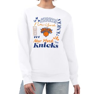G III 4Her by Carl Banks New York Knicks Women's White Collage Team Graphic Fleece Pullover Sweatshirt Superb Perfect fit! Order this comfortable jersey.
