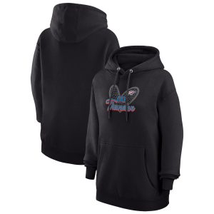 G III 4Her by Carl Banks Oklahoma City Thunder Women's Alluring Black Leopard Heart Graphic Fleece Pullover Hoodie Exclusive design! Own a jersey like no other.