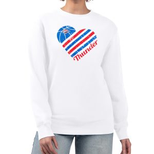 G III 4Her by Carl Banks Oklahoma City Thunder Women's White Heart Remarkable Graphic Fleece Pullover Sweatshirt Retailers