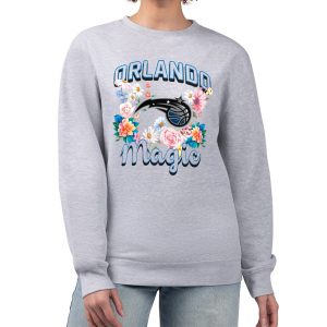 G III 4Her by Carl Banks Premium Orlando Magic Women's Heather Gray Flowers Team Logo Graphic Fleece Crewneck Pullover Sweatshirt Don't be left out! Get this stylish jersey and show your team pride.