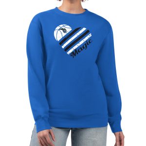 G III 4Her by Carl Banks Orlando Magic Women's Royal Heart Gorgeous Graphic Fleece Pullover Sweatshirt Sports fans