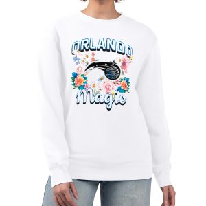 G III 4Her by Carl Banks Orlando Magic Women's Terrific White Flowers Team Logo Graphic Fleece Crewneck Pullover Sweatshirt Best - selling! Order this popular jersey before it's out of stock.