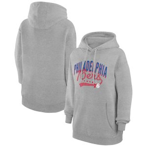 G III Fabulous 4Her by Carl Banks Philadelphia 76ers Women's Heather Gray Filigree Logo Pullover Hoodie Collectors