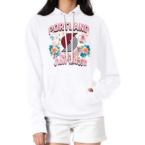 G III 4Her by Top - notch Carl Banks Portland Trail Blazers Women's White Flowers Team Logo Graphic Fleece Pullover Hoodie Limited stock! Be quick and grab this must - have jersey to support your team.