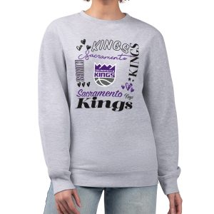 G III 4Her by Carl Banks Sacramento Kings Women's Heather Gray Collage Team Graphic Elegant Fleece Pullover Sweatshirt Gift idea! Surprise a sports fan with this amazing jersey.