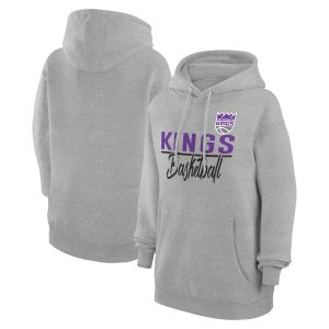 G III 4Her by Carl Banks Sacramento Kings Magnificent Women's Heather Gray Graphics Fleece Pullover Hoodie Exclusive design! Own a jersey like no other.