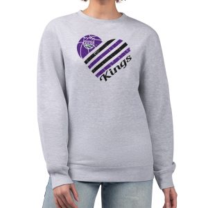 G III 4Her by Carl Banks Sacramento Kings Women's Exceptional Heather Gray Heart Graphic Fleece Pullover Sweatshirt Collector's item! A rare addition to any collection.