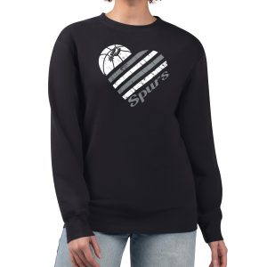 G III 4Her by Carl Enchanting Banks San Antonio Spurs Women's Black Heart Graphic Fleece Pullover Sweatshirt High - demand item! Order this sought - after jersey immediately.