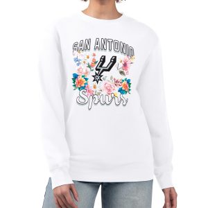G III Premium 4Her by Carl Banks San Antonio Spurs Women's White Flowers Team Logo Graphic Fleece Crewneck Pullover Sweatshirt Upgrade your fan gear! Order this premium jersey today.