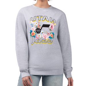 G III 4Her by Carl Refined Banks Utah Jazz Women's Heather Gray Flowers Team Logo Graphic Fleece Crewneck Pullover Sweatshirt For a short time only! Don't miss out on this fantastic jersey.
