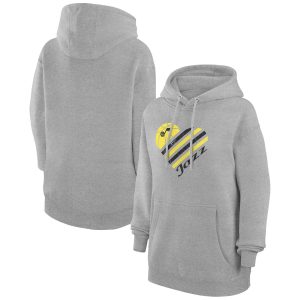 G III 4Her by Carl Banks Utah Jazz Superior Women's Heather Gray Heart Pullover Hoodie Retailers