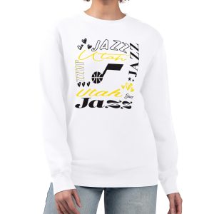 G III 4Her by Carl Banks Utah Jazz Women's White Collage Team Graphic Fleece Pullover Exquisite Sweatshirt Authentic look! Wear this genuine jersey.