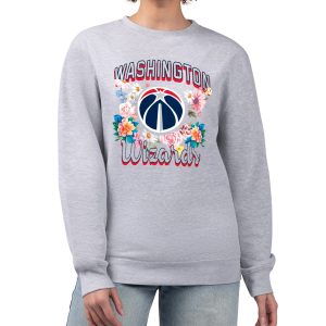 G III 4Her by Carl Banks Washington Wizards Splendid Women's Heather Gray Flowers Team Logo Graphic Fleece Crewneck Pullover Sweatshirt Unbeatable style! Get this stylish jersey now.