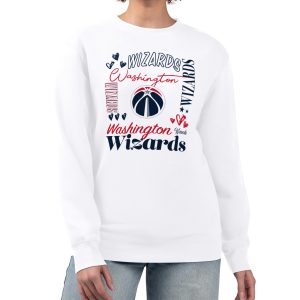 G III 4Her by Carl Banks Washington Wizards Women's White Collage Team Superior Graphic Fleece Pullover Sweatshirt New arrival! Check out this fresh and exciting jersey.