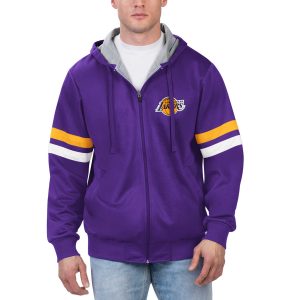 G III Sports by Carl Banks Los Angeles Lakers Purple Contender Full Zip Distinguished Hoodie Jacket Authentic look! Wear this genuine jersey.