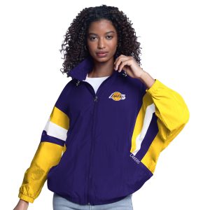 G III Sports by Captivating Carl Banks Los Angeles Lakers Women's Purple/Gold Game News Oversized Full Zip Hoodie Jacket Celebrate your team! Order this commemorative jersey.