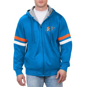 G III Sports by Carl Banks Oklahoma City Thunder Blue Contender Full Zip Hoodie Jacket High - quality Don't be left out! Get this stylish jersey and show your team pride.