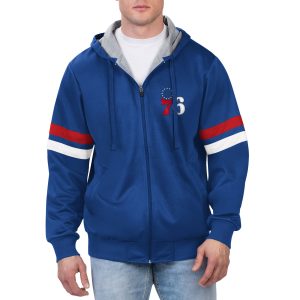 G III Sports by Carl Banks Stylish Philadelphia 76ers Royal Contender Full Zip Hoodie Jacket Hurry! Exclusive offer. Get your hands on this outstanding jersey right away.