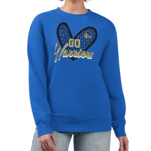 Golden State Warriors G III 4Her by Carl Banks Royal Women's GIII 4 Stunning Her Leopard Heart graphic Fleece Crewneck sweatshirt Act fast! Only a handful left. Secure this amazing jersey now.