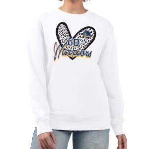 Golden State Warriors G III 4Her by Striking Carl Banks White Women's GIII 4 Her Leopard Heart graphic Fleece Crewneck sweatshirt Flash sale! Snag this great jersey at a discounted price.