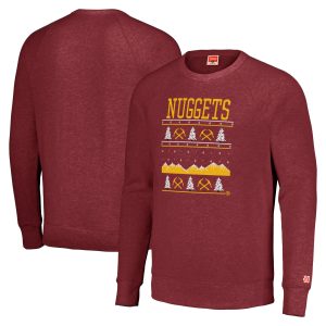 Homage Denver Nuggets Unisex Elegant Red Holiday Tri Blend Raglan Pullover Sweatshirt Collectors