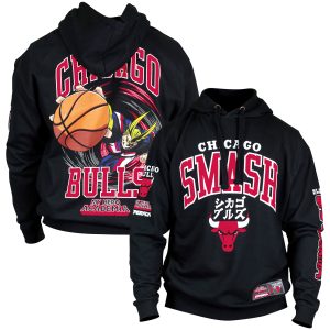 Hyperfly Chicago Bulls Unisex Black NBA x My Hero Marvelous Academia All Might Smash Pullover Hoodie High - demand item! Order this sought - after jersey immediately.