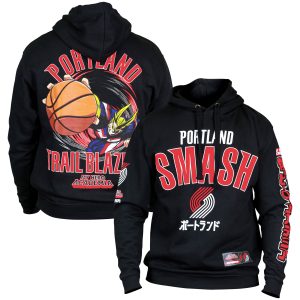 Hyperfly Portland Trail Blazers Unisex Black NBA x My Hero Academia Impressive All Might Smash Pullover Hoodie Limited stock! Be quick and grab this must - have jersey to support your team.
