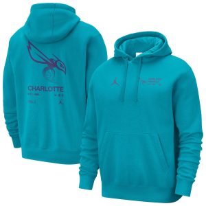 Jordan Brand Charlotte Hornets Teal Courtside Luxurious Club Pullover Hoodie Collector's item! A rare addition to any collection.