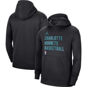 Jordan Brand Charlotte Hornets Unisex Black 2023/24 Performance Spotlight Luxurious On Court Practice Pullover Hoodie Authentic look! Wear this genuine jersey.
