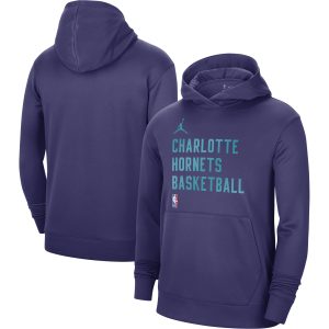 Jordan Brand Charlotte Hornets Unisex Purple 2023/24 Performance Spotlight On Court Delightful Practice Pullover Hoodie High - demand item! Order this sought - after jersey immediately.