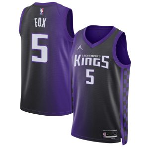 Jordan Brand De'Aaron Fox Sacramento Kings Unisex Purple Swingman Jersey Statement Edition Dashing Enhance your game - day look! Get this fashionable jersey.