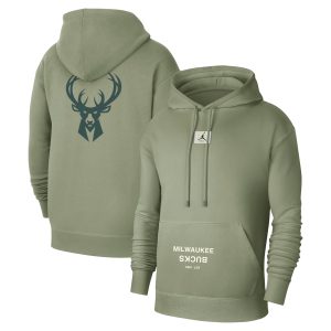 Jordan Brand Milwaukee Bucks Green Courtside Statement Edition Pullover Fabulous Hoodie Sports enthusiasts