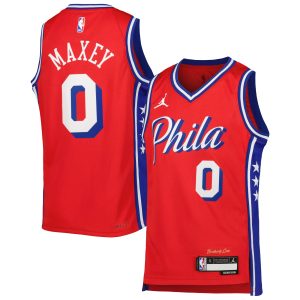 Jordan Brand Tyrese Maxey Dashing Philadelphia 76ers Youth Red Swingman Jersey Statement Edition Proven quality! Invest in this reliable jersey.