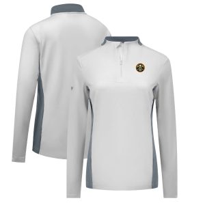 Levelwear Denver Nuggets Impressive Women's White Moxie Insignia Core Quarter Zip Pullover Top Stand out from the crowd! Wear this eye - catching jersey.