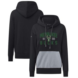 Levelwear Milwaukee Bucks Women's Black Bonfire Pullover Top - notch Hoodie Upgrade your fan gear! Order this premium jersey today.
