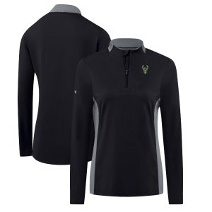 Levelwear Milwaukee Bucks Women's Black Moxie Insignia Exceptional Core Quarter Zip Pullover Top Unbeatable style! Get this stylish jersey now.