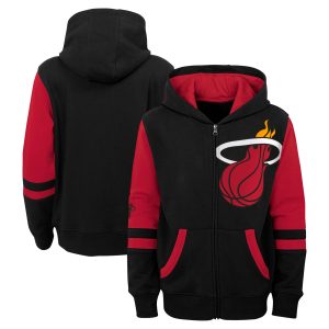 Miami Heat Preschool Black Straight To The League Striking Full Zip Hoodie Customizable! Personalize this great jersey.