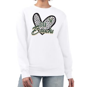 Milwaukee Admirable Bucks G III 4Her by Carl Banks White Women's GIII 4 Her Leopard Heart graphic Fleece Crewneck sweatshirt For a short time only! Don't miss out on this fantastic jersey.
