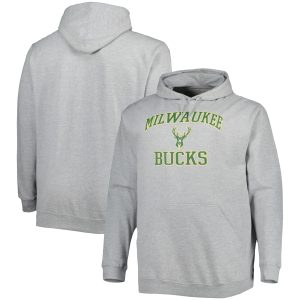 Milwaukee Bucks Heathered Gray Big & Tall Heart & Soul Pullover Alluring Hoodie Trending now! Grab this hot jersey while you can.