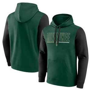 Milwaukee Bucks Hunter High - quality Green Outline Colorblock Pullover Hoodie Act fast! Only a handful left. Secure this amazing jersey now.