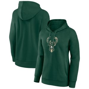 Milwaukee Bucks Women's Hunter Green Team Primary Logo Prime Pullover Hoodie Flash sale! Snag this great jersey at a discounted price.