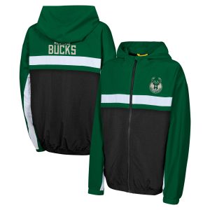 Milwaukee Bucks Youth Hunter Enchanting Green Headliner Windbreaker Full Zip Hoodie Jacket Time - sensitive! Order now before the deal expires.