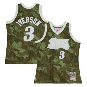 Mitchell & Ness Fabulous Allen Iverson Philadelphia 76ers Camo Hardwood Classics 1997/98 Ghost Green Swingman Jersey Act fast! Only a handful left. Secure this amazing jersey now.